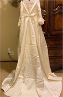 1960s Ivory Wedding Dress & Veil Empire Waist