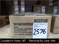 CASE OF (600) ROUNDS OF WINCHESTER 223 REM 55 GR