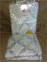 White and silver curtains/table cloth NIP