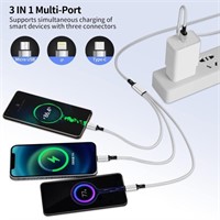 Multi USB Charging Cable 3A, 3 in 1 Charger Cord