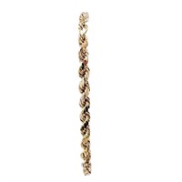 Rope Link Chain Bracelet 14k Yellow Gold 7"