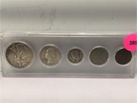 US Coin Type Set - Walker, Washington, Mercury,