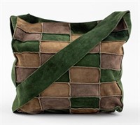 Chanel Green Suede Patchwork Shoulder Bag