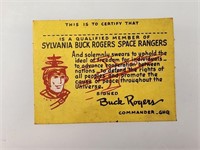 SYLVANIA TV BUCK ROGERS SPACE RANGER MEMBER CARD