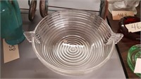 Lg. Manhattan Pattern Glass Bowl + Vtg. Ceramic