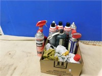 Qty of cleaning supplies, WD40, gloves etc