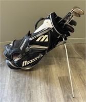 Mizuno Golf Bag w/ Assorted Clubs, Irons, Putter
