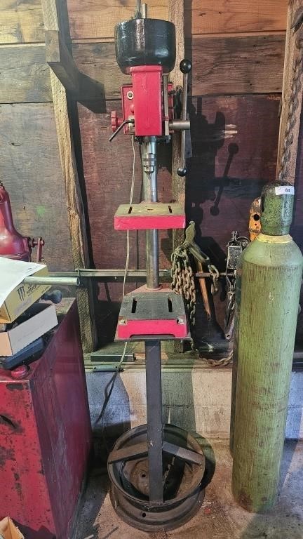 Vintage bolt down drill press with hub weld frame