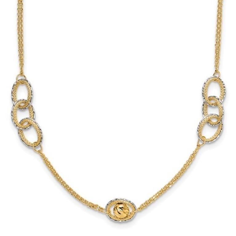 14K- Polish/Textured/Dia-cut Fancy  Necklace