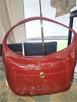 Coach Red Patent Leather Hobo Bag
