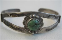 Vintage Navajo SS Turquoise Bracelet - Tested