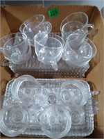 Vtg Clear glass snack tray sets