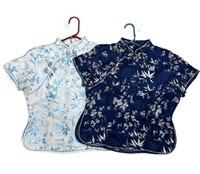 Pair of vintage Asian cotton blouses