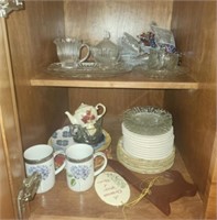 Cabinet lot of misc dish and glassware