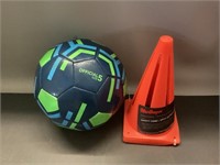 Soccer ball and set of safety cones