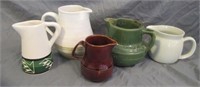 (5) Pottery Pitchers of Various Sizes and Colors