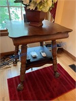 CLAWFOOT GLASS BALL PARLOR TABLE