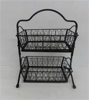 Iron 2-Tier Basket Stand w/ Wire Baskets