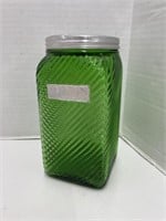 Vintage Owens Illinois Green Glass Hoosier Jar