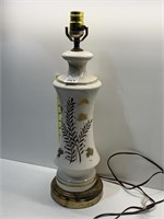 BRASS AND HAND PAINTED GLASS LAMP
