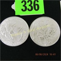 GROUP OF 2 ONE OZ SILVER ROUNDS