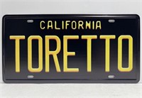 Reproduction License Plate California "Toretto"