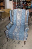 BLUE CLOTH WING BACK CHAIR