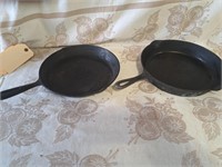 2 cast fry pans 10.5"D