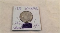 1936 Washington silver quarter