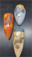 Handpainted duck Wall vases, orange, lustre ware