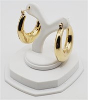 (E) 14kt Yellow Gold Pierced Hoop Earrings (1-1/4"
