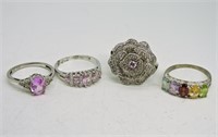 Sterling Pink Gemstone Rings