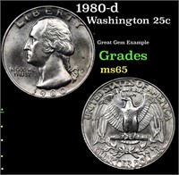 1980-d Washington Quarter 25c Grades GEM Unc