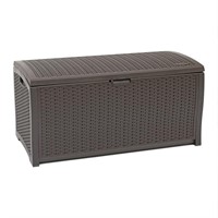 Suncast DBW9200 Mocha Wicker Resin Deck Box,