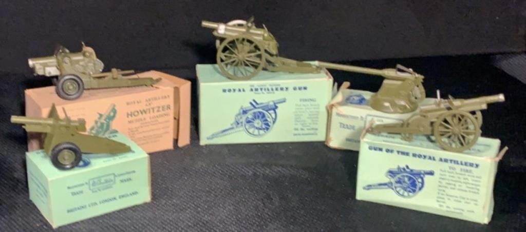 Lot 5 "W, Britain" Die Cast Military Toy Cannons