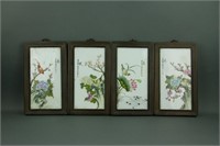 4 Pc Porcelain Plaques Liu Yucen 1882-1940
