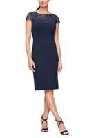 ALEX EVENINGS Short Sheath Dress with Embroidered