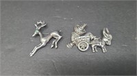 2 STERLING MEXICO BROOCHES