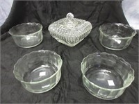 Covered Glass Candy Dish & Bowls