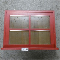 Country Primitive Red Window Mirror