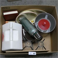 Box Lot of Lunch Cooler, Stanley Thermos, Decor