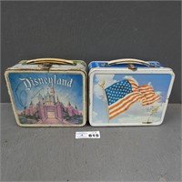 Disneyland & Flag Metal Lunch Boxes