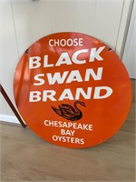 Double Sided Porcelain Black Swan Oyster Sign
