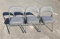 (3) MaxChief Gray/Black Padded Folding Chairs