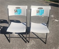 (2) LifeTime HD Plastic Folding Chairs, Metal