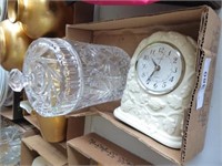 Clock & cut glass decanter