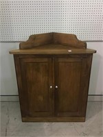 Sm. Antique Wood Two Door Corner Cabinet