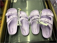 2 pair size large purple slip ons womens
