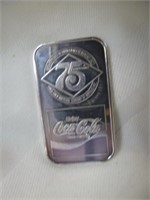 Coca Cola 75yr Buffalo 1oz 999 Fine Silver Bar