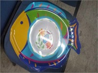 Plastic fish bowls and platters